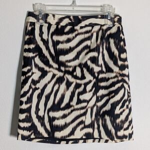 Ann‎ Taylor Womens Skirt Tiger Zebra Stripe Animal Print Neutral Jungle Size 4